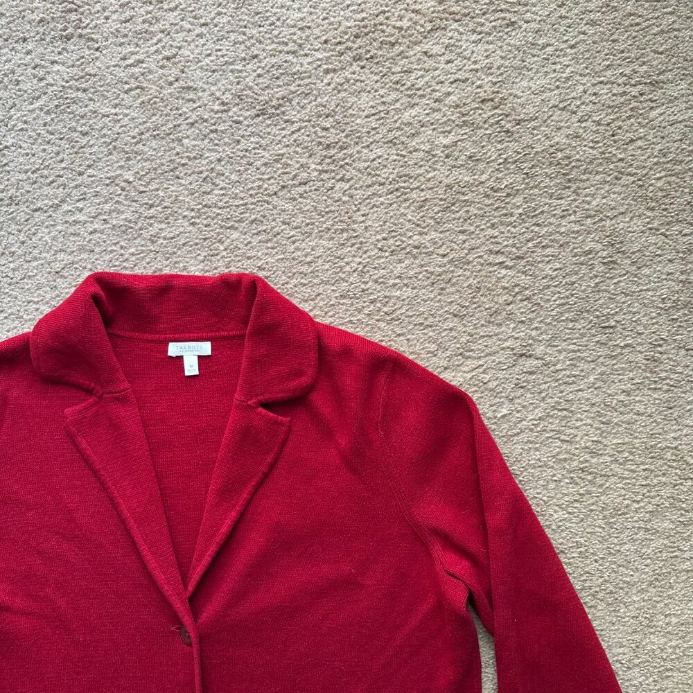 Talbots Sweater Womens 1X Cardigan Button Close V Neck Notched Red Long Sleeve - Picture 5 of 12